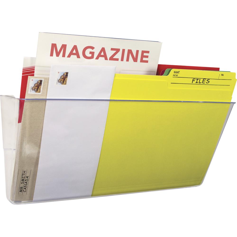 Storex Stacking Wall Pocket - 1 Pocket(s) - 7" Height x 4" Width13" Length - Stackable - Clear - Plastic - 1 Each. Picture 1