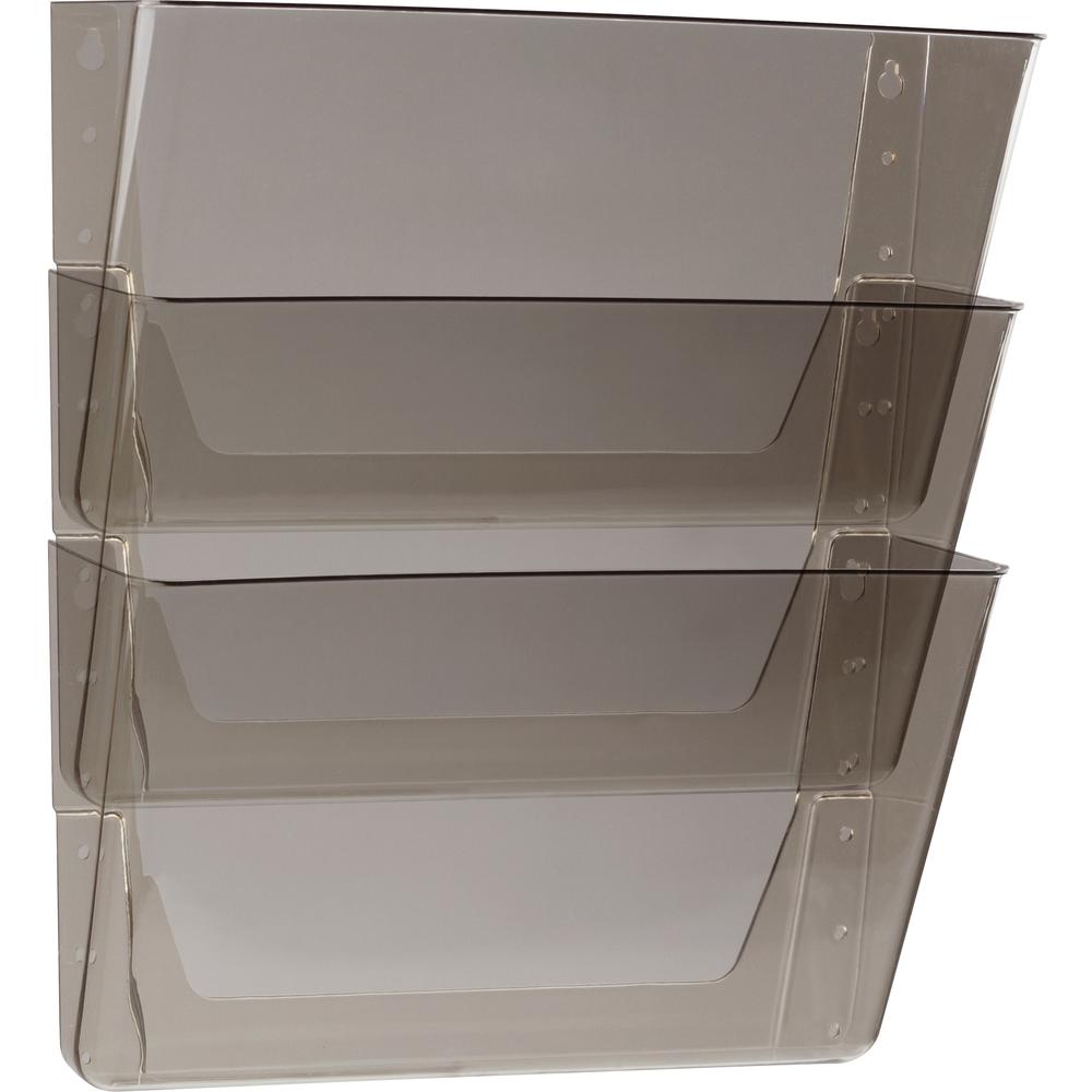 Storex Stacking Wall Pocket Set - 18 x File - 1 Pocket(s) - 7" Height x 4" Width16" Length - Stackable - Smoke - Poly - 3 / Set. Picture 1