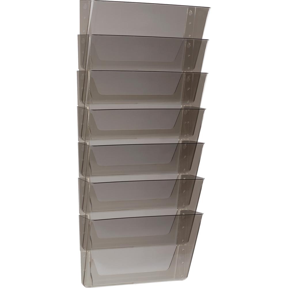Storex Stacking Wall Pocket Set - 7" Height x 4" Width13" Length - Stackable - Smoke - Plastic - 7 / Set. Picture 1