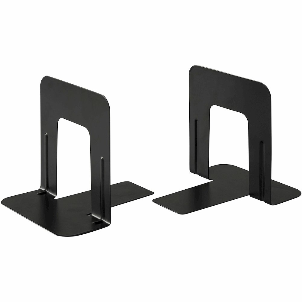 Business Source Heavy-gauge Steel Book Supports - 5.25" Height x 5" Width x 4.75" Depth - Desktop - Non-skid Base, Scratch Resistant, Stain Resistant - Black - Steel - 2/Pair - 6 / Box. Picture 1