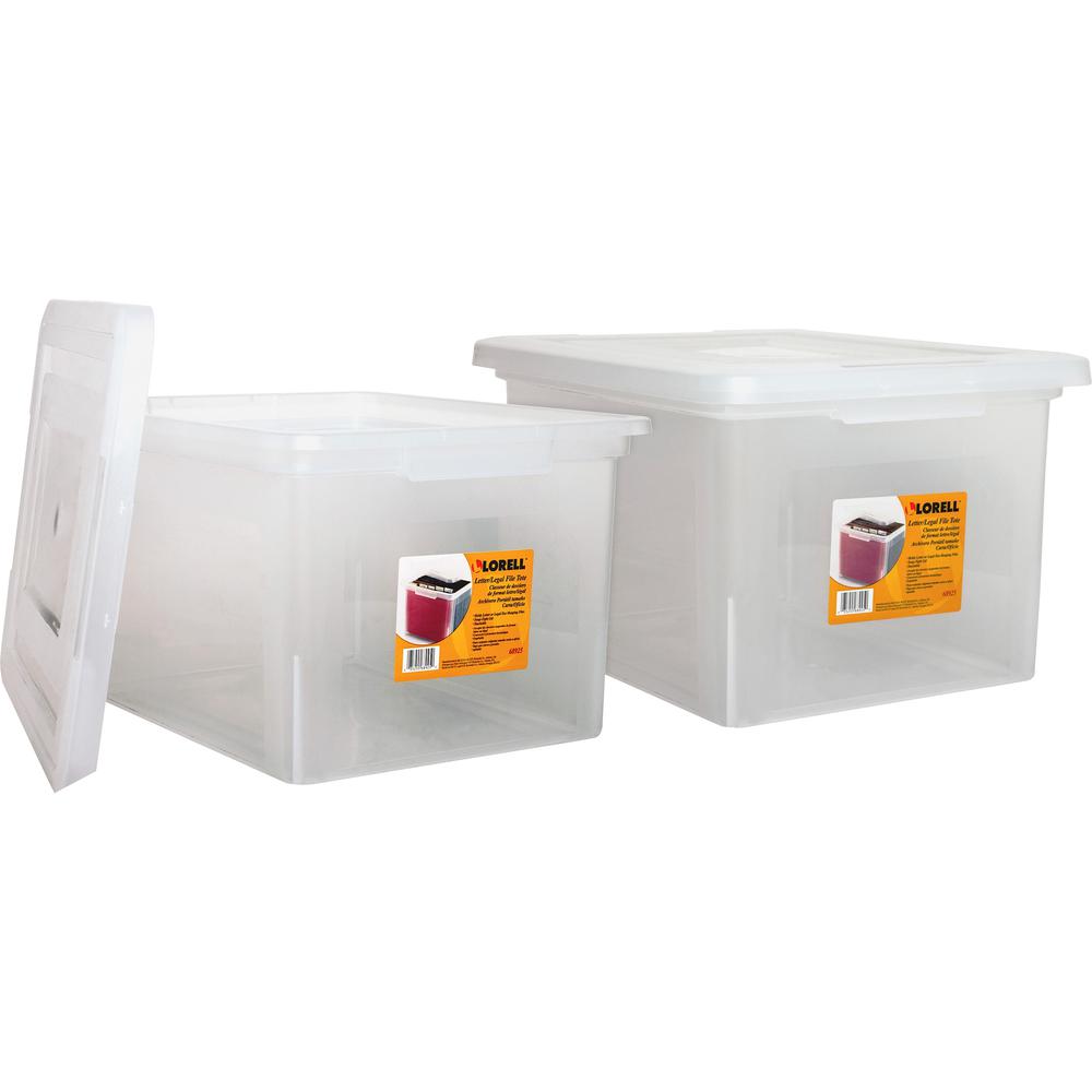 Lorell Stacking File Boxes - External Dimensions: 14.2" Width x 18" Depth x 10.8" Height - Media Size Supported: Letter, Legal - Interlocking Closure - Stackable - Plastic - Clear - For File - 2 / Bun. Picture 1