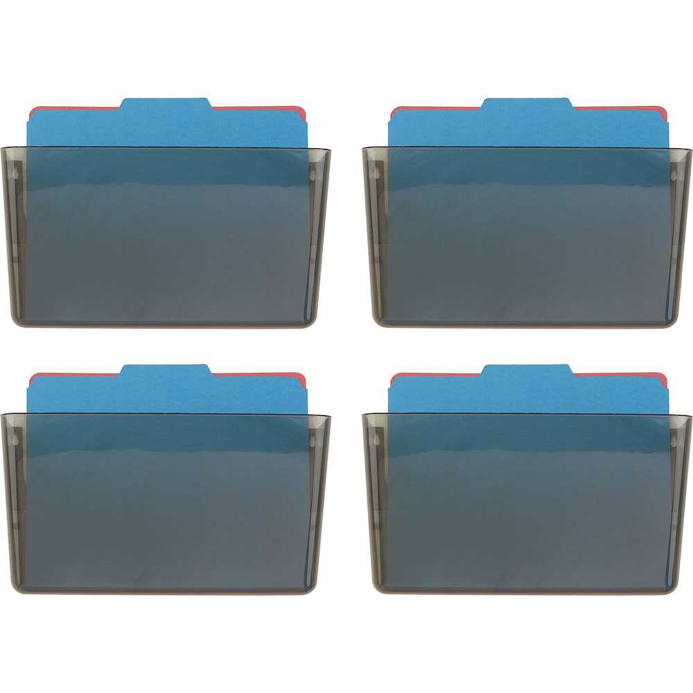 Officemate Mountable Wall File - 7" Height x 13" Width x 4.12" Depth - Smoke - Plastic - 4 / Carton. Picture 1