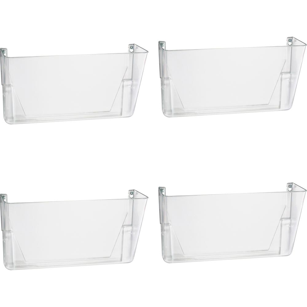 Officemate Mountable Wall File - 7" Height x 13" Width x 4.12" Depth - Clear - Plastic - 4 / Carton. Picture 1