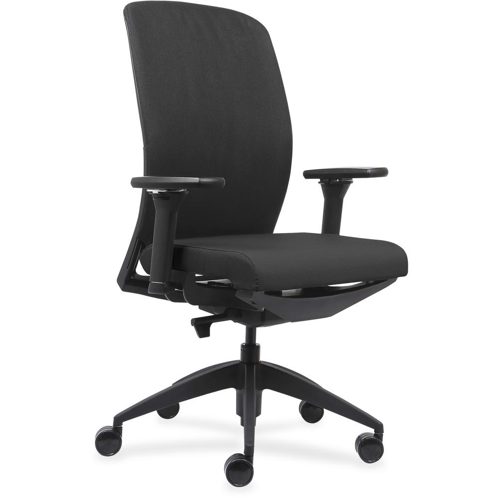 Lorell Executive High-Back Office Chair - Black Fabric Seat - Black Fabric Back - Black Frame - High Back - Armrest - 1 Each. Picture 1