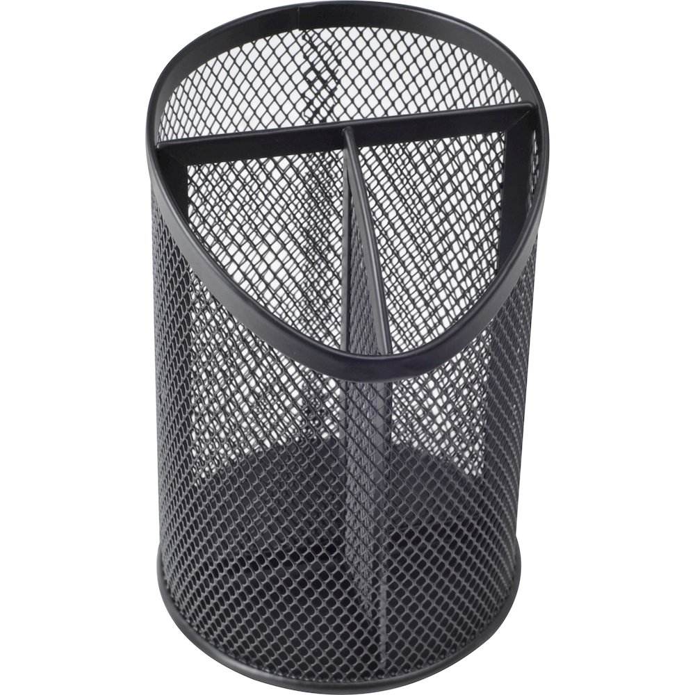 Lorell Mesh Desktop Organizer - 6.10" Height x 4.10" Width x 4.10" Length - Desktop - Durable, Snag Proof - Black - Metal - 1 Each. Picture 1