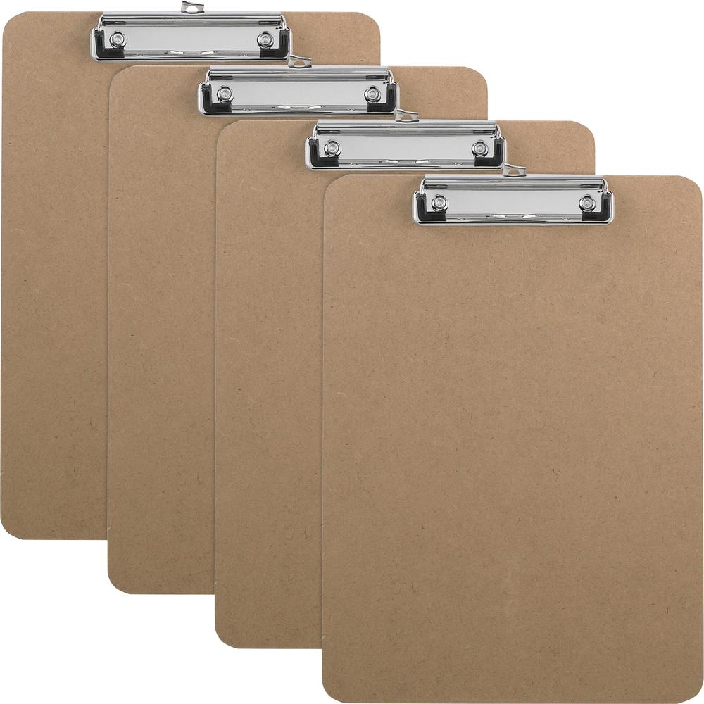 Business Source Flat Clip Clipboard - 9" x 12 1/2" Sheet Size - Hardboard - Brown - 6 / Box. Picture 1