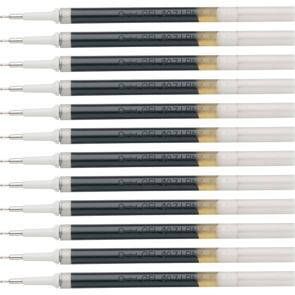 EnerGel Retractable Liquid Pen Refills - 0.70 mm , Medium Point - Black Ink - Smudge Proof, Smear Proof, Quick-drying Ink, Glob-free, Smooth Writing - 12 / Box. Picture 1