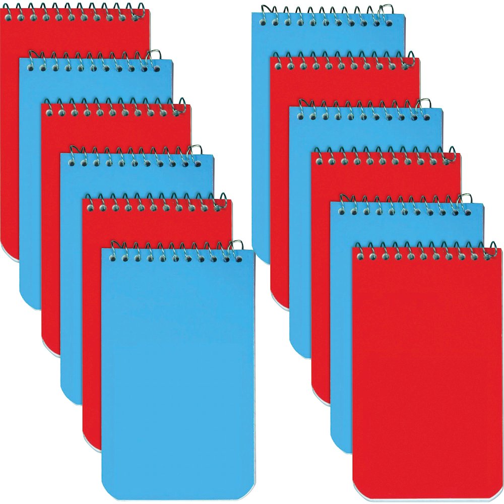 Rediform Wirebound Memo Notebooks - 60 Sheets - Wire Bound - 3" x 5" Sheet Size - White Paper - Assorted Cover - 12 / Box. Picture 1