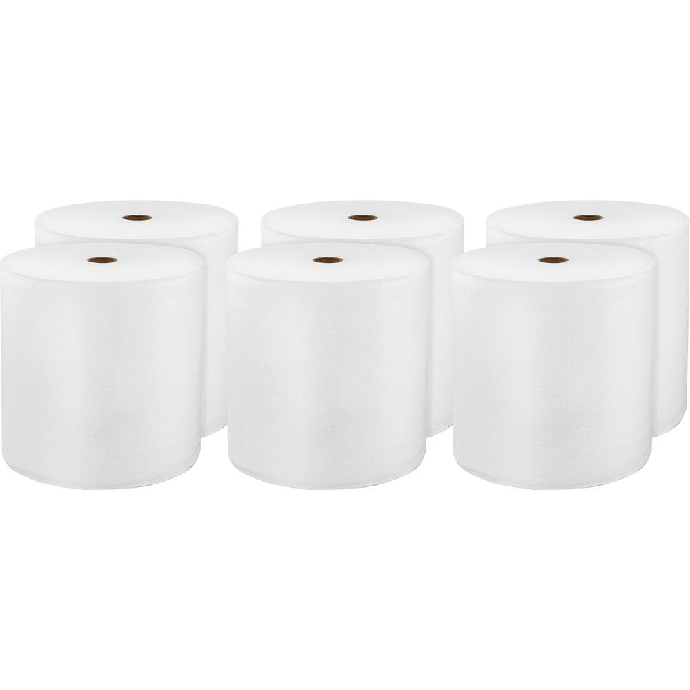 LoCor Hardwound Roll Towels - 1 Ply - 8" Width x 800 ft Length - White - Virgin Fiber - 6 / Carton. Picture 1