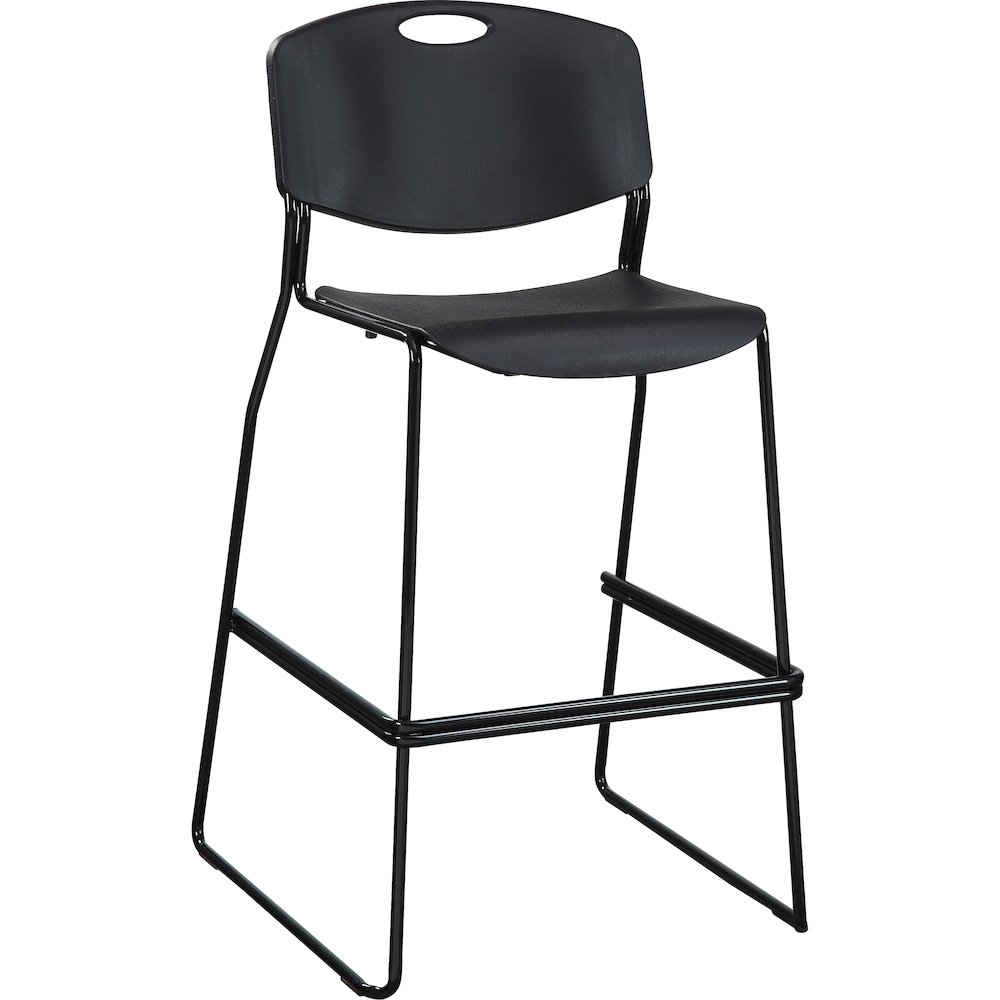 Lorell Heavy-duty Bistro Stack Chairs - Black Seat Color - Plastic Seat Material - Black Back Color - Plastic Back Material - Black Frame Color - Steel Frame Material - 2 / Carton. Picture 1