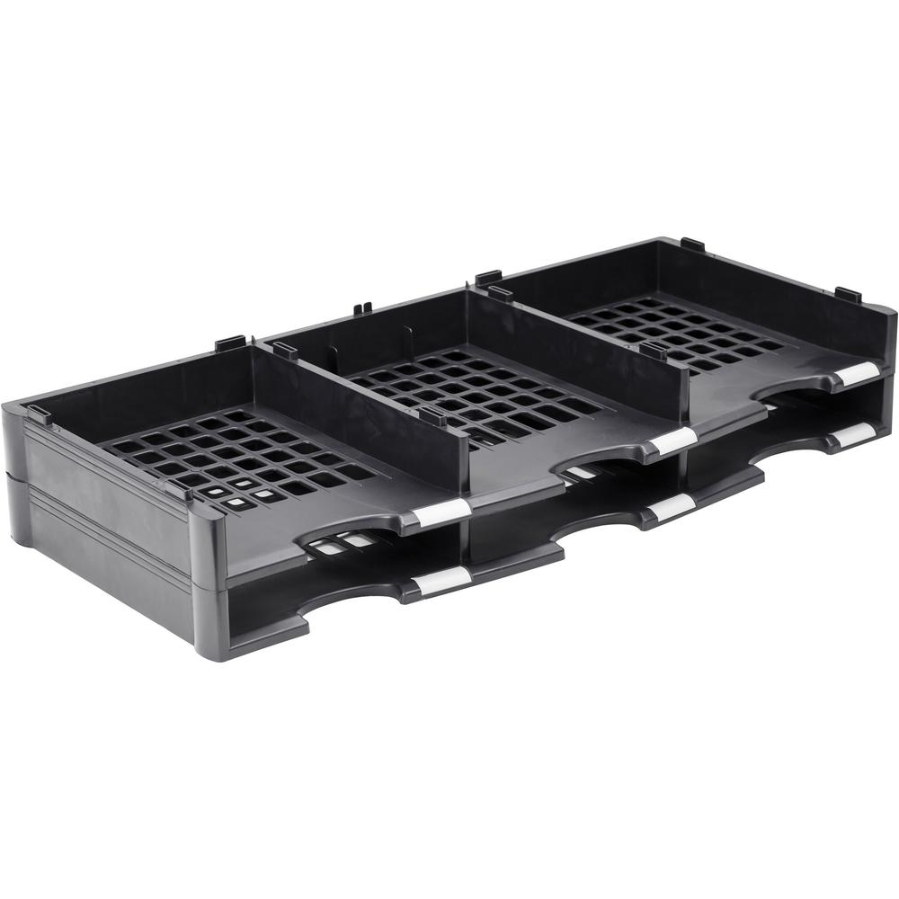 Storex Stackable Literature Sorter - 6 Compartment(s) - 9.50" x 12" - 5.6" Height x 14.1" Width31.4" Length - Black - Plastic - 1 Each. Picture 1