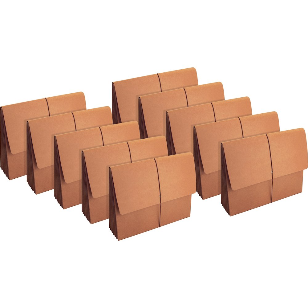 Business Source Letter Recycled File Wallet - 8 1/2" x 11" - 5 1/4" Expansion - Brown - Expandable Gusset, Tyvek Gusset, Tear Resistant, Durable, Flap and Cord Closure - 30% Recycled - 10 / Box. Picture 1