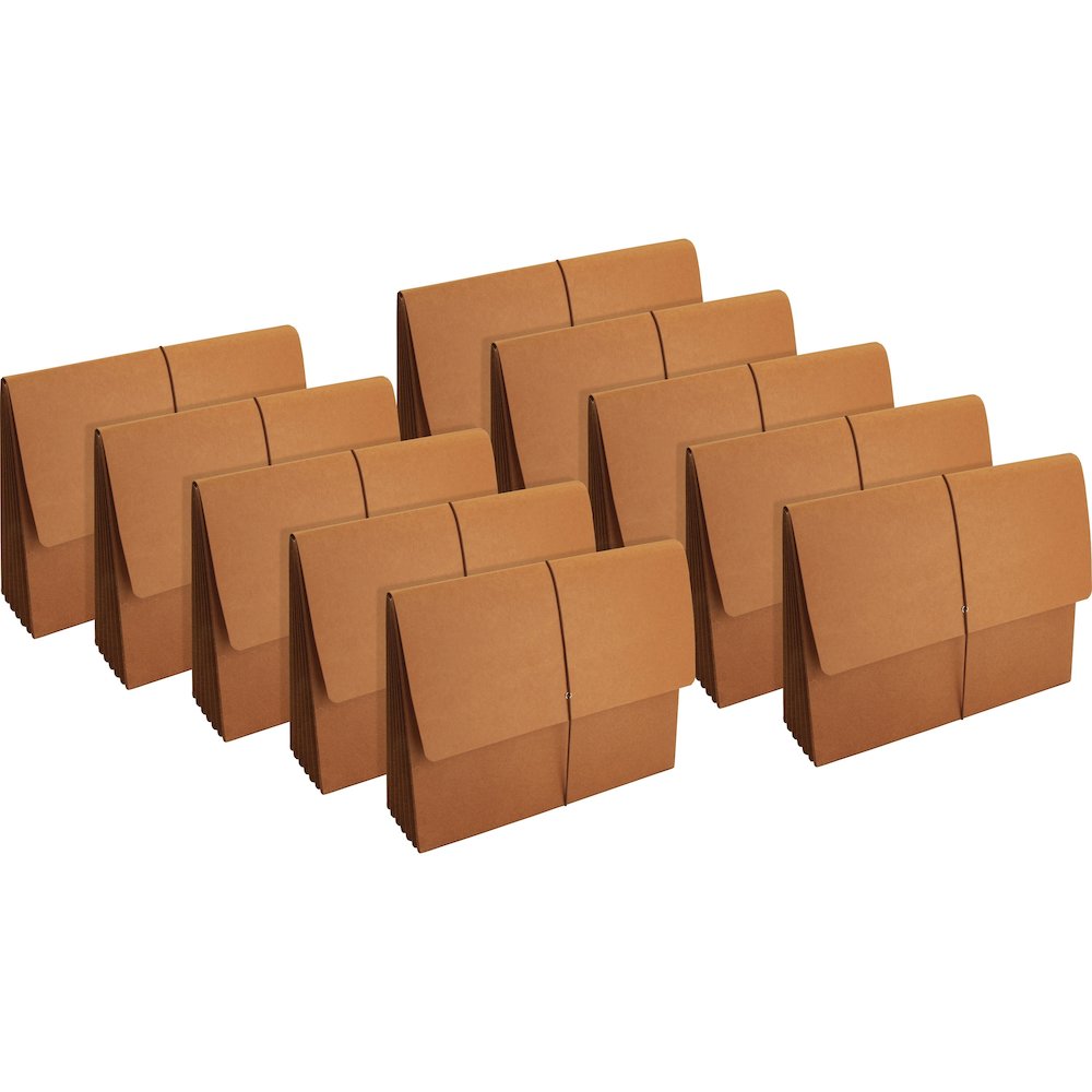 Business Source Legal Recycled File Wallet - 8 1/2" x 14" - 5 1/4" Expansion - Brown - Expandable Gusset, Tyvek Gusset, Tear Resistant, Durable, Flap and Cord Closure - 30% Recycled - 10 / Box. Picture 1
