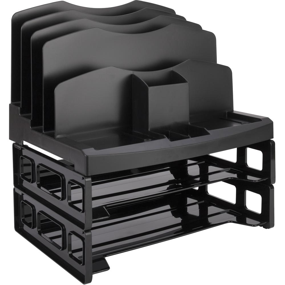 Business Source Smart Sorter Letter Tray/Organizer - 9 Compartment(s) - 14" Height x 13.12" Width x 9.88" Depth - Desktop - Black - 1 Box. Picture 1