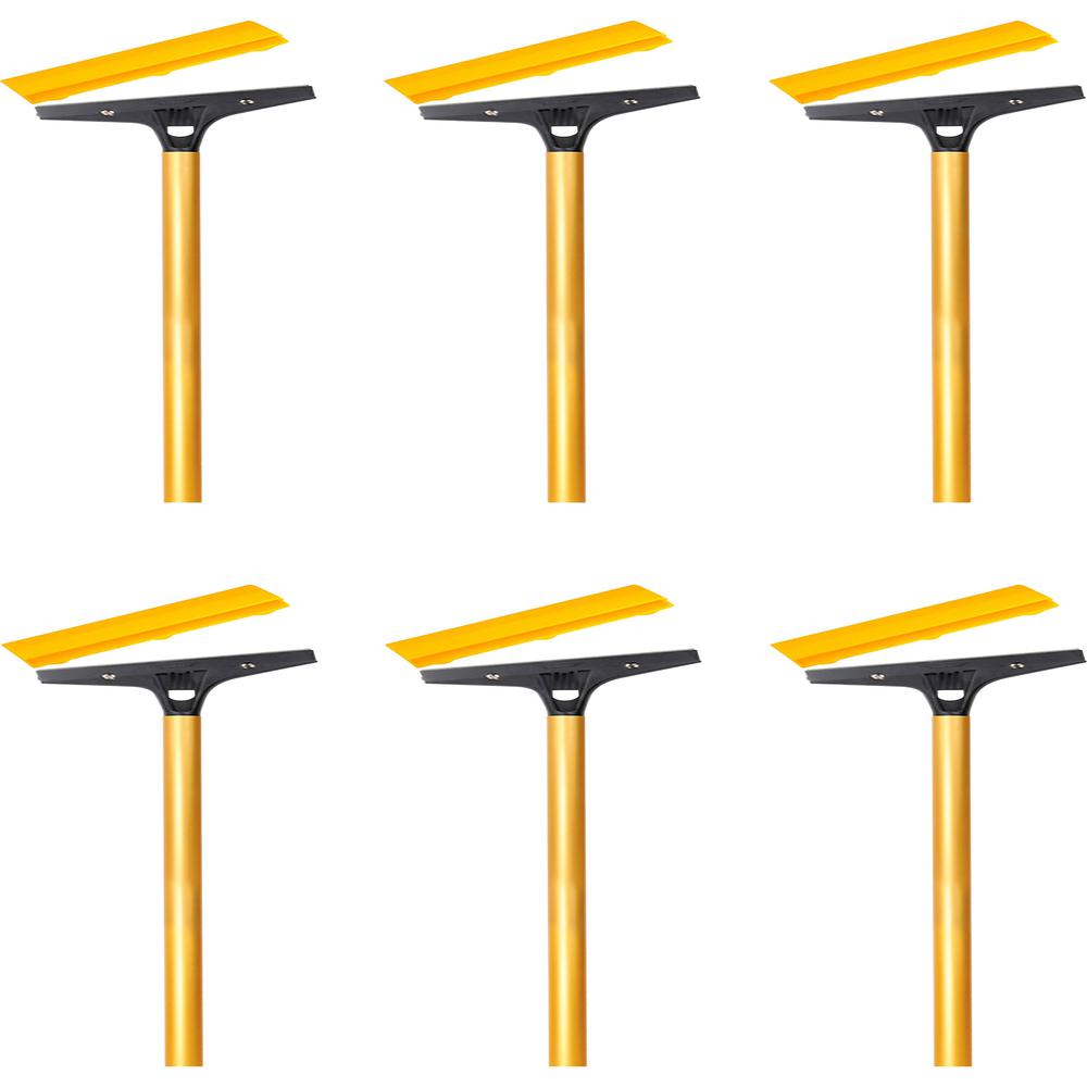 Ettore Heavy Duty Floor Scraper - 4" Carbon Steel Blade - 48" Anodized Aluminum Handle - Heavy Duty, Angled Head, Rubberized Grip - Gold - 6 / Carton. Picture 1