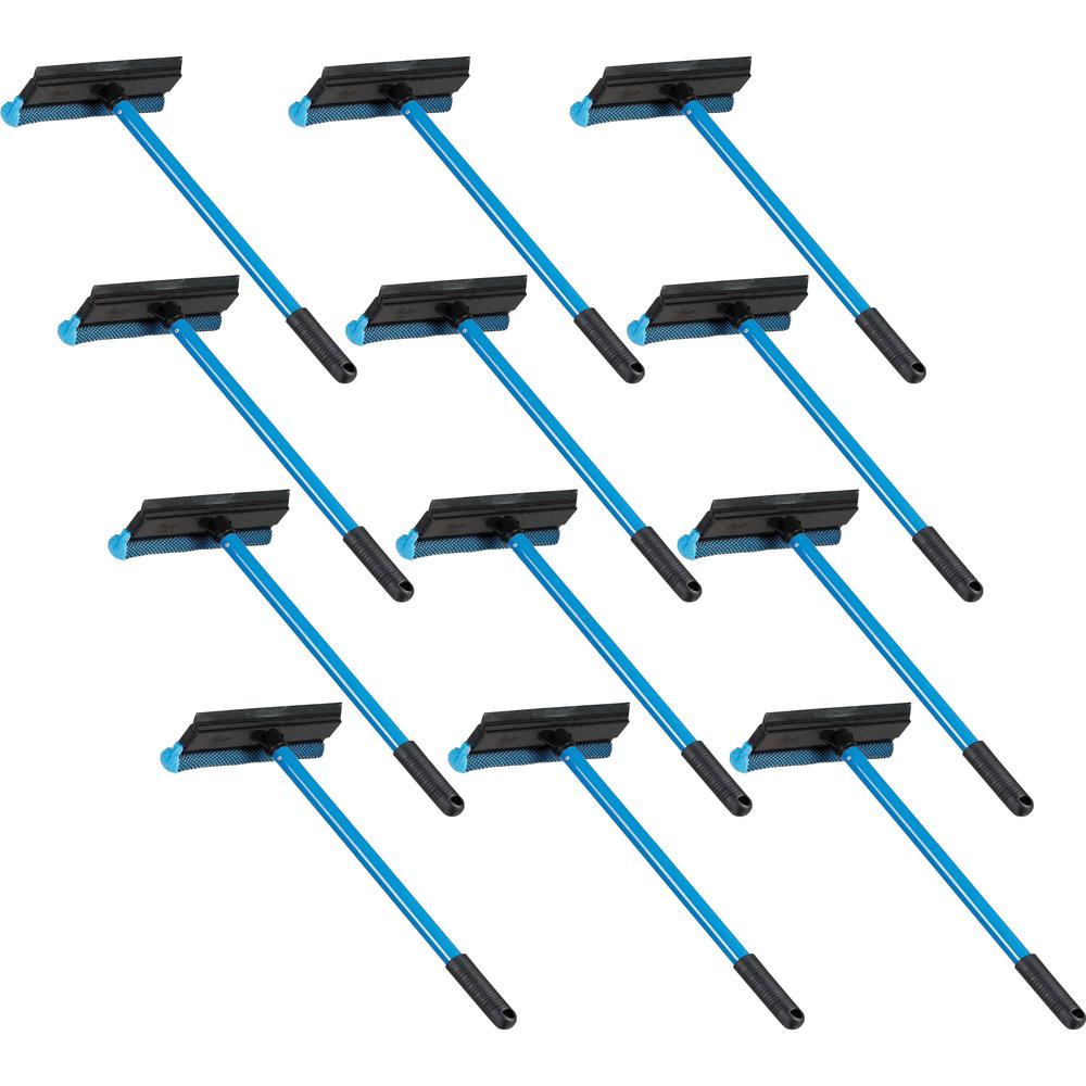 Ettore Auto Squeegee Scrubber - 8" Rubber Blade - 16" Aluminum Handle - Durable, Streak-free, Lightweight - Blue - 12 / Carton. Picture 1