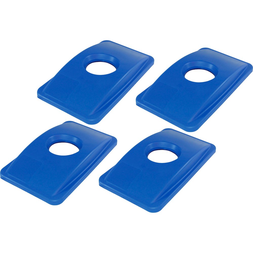 Genuine Joe 23-gallon Recycling Bin Round Cutout Lid - Round - Blue - 4 / Carton. Picture 1