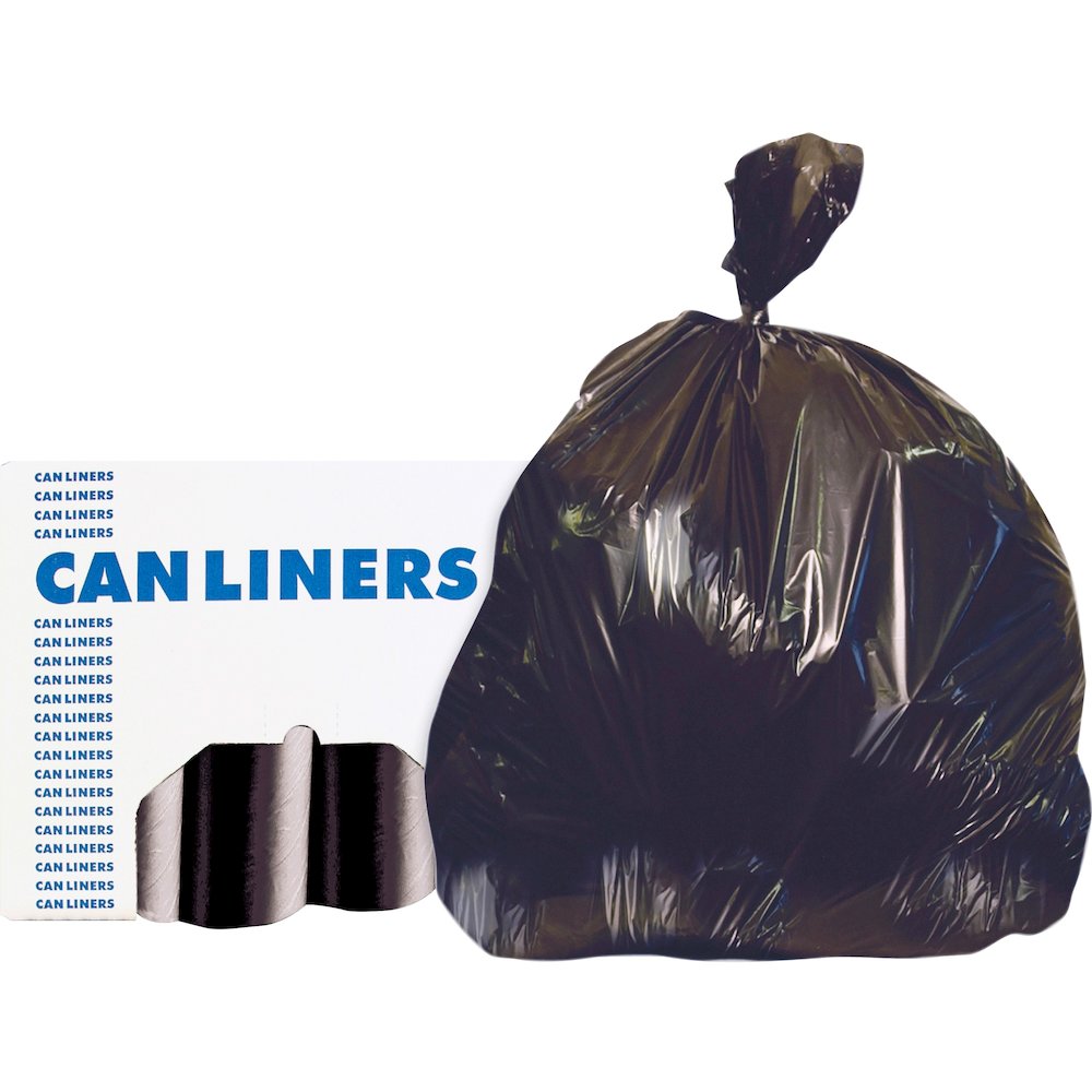 Heritage Accufit RePrime Can Liners - 55 gal Capacity - 53" Length x 40" Width x 1.30 mil (33 Micron) Thickness - Low Density - Black - Linear Low-Density Polyethylene (LLDPE) - Garbage - 50/Box - 3 /. Picture 1
