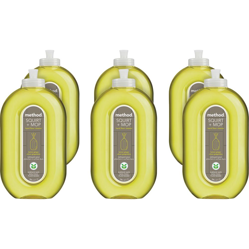 Method Squirt + Mop Hard Floor Cleaner - Ready-To-Use - 25 fl oz (0.8 quart) - Lemon Ginger Scent - 6 / Carton - Non-toxic, Deodorize, Triclosan-free, No-wax - Lemon. Picture 1