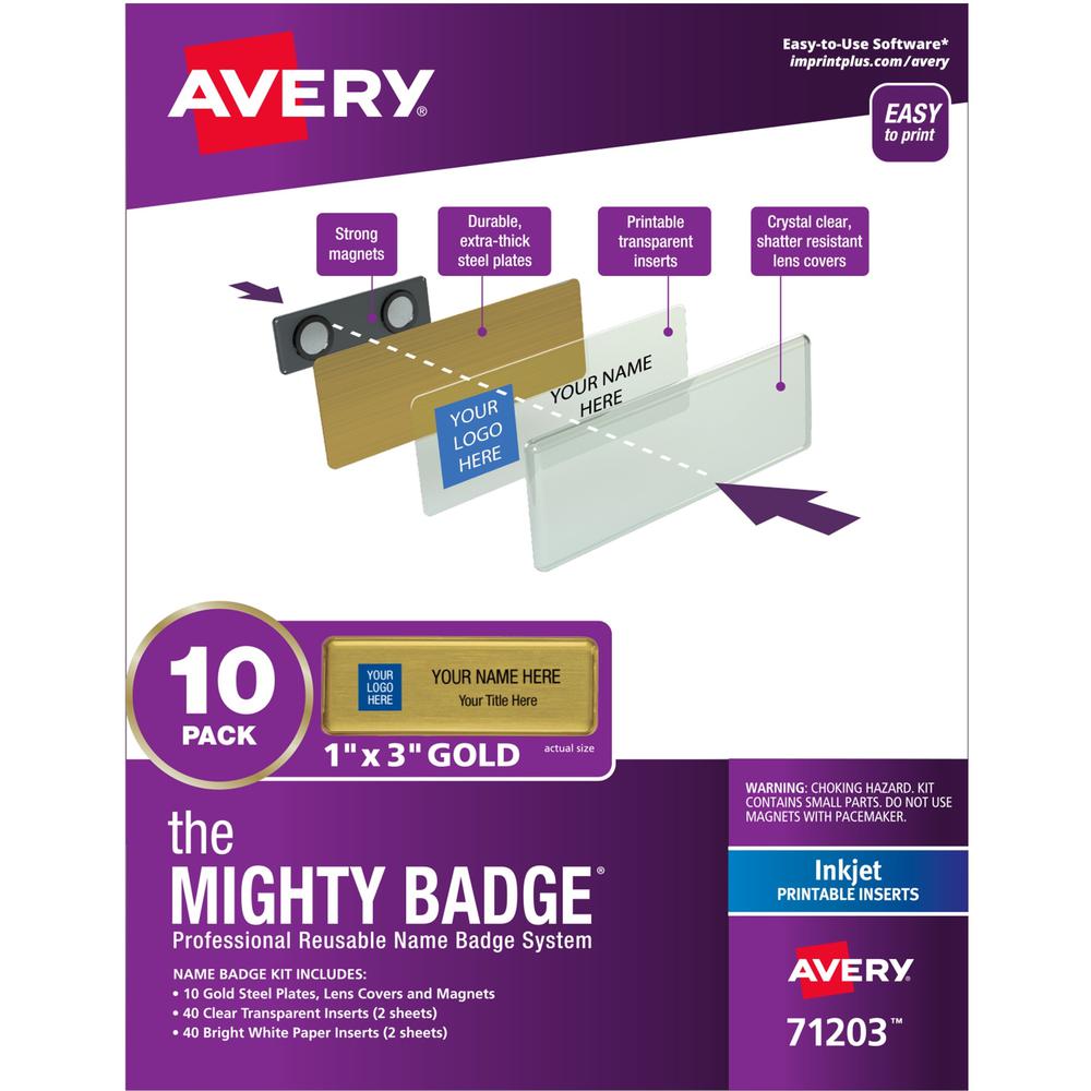 The Mighty Badge&reg; by Avery&reg; Reusable Magnetic Professional Name Badge Kits - 10 / Pack. Picture 1