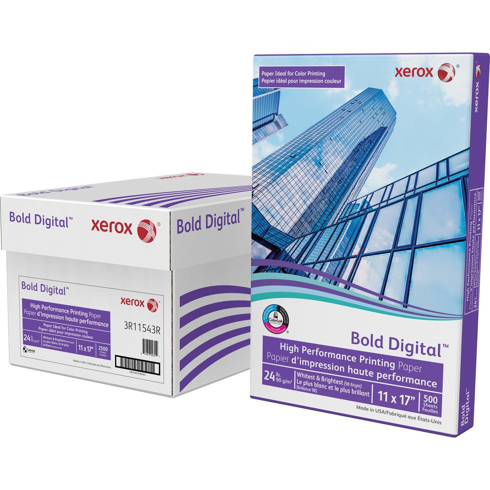 Xerox Bold Digital High Performance Paper - White - 98 Brightness - 11" x 17" - 24 lb Basis Weight - White - 500 / Ream. Picture 1