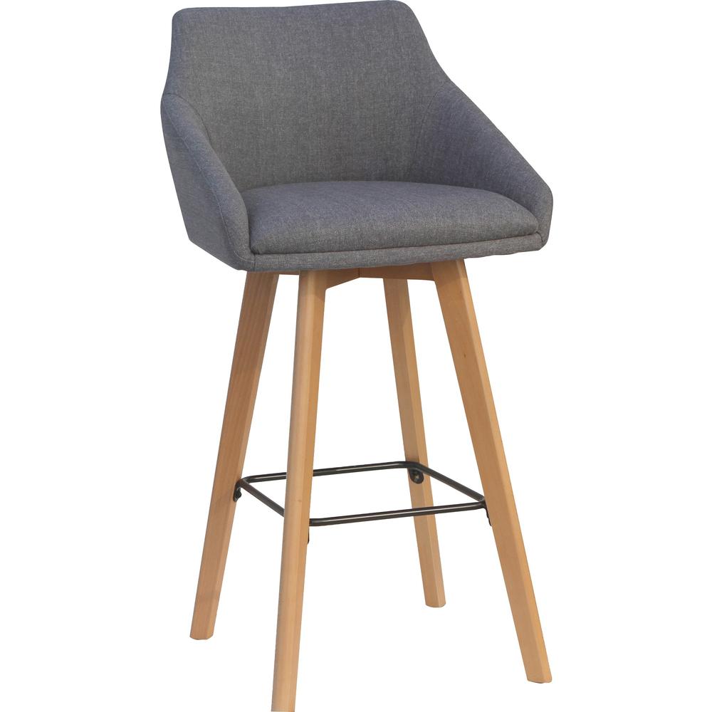 Lorell Gray Flannel Mid-Century Modern Guest Stools - Four-legged Base - Gray - Armrest - 2 / Carton. Picture 1