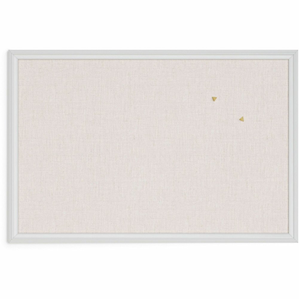 U Brands Linen Bulletin Board - 20" Board Height x 30" Board Width - Tan Cork Surface - Self-healing, Durable, Mounting System - White Wood Frame - 1 Each. Picture 1