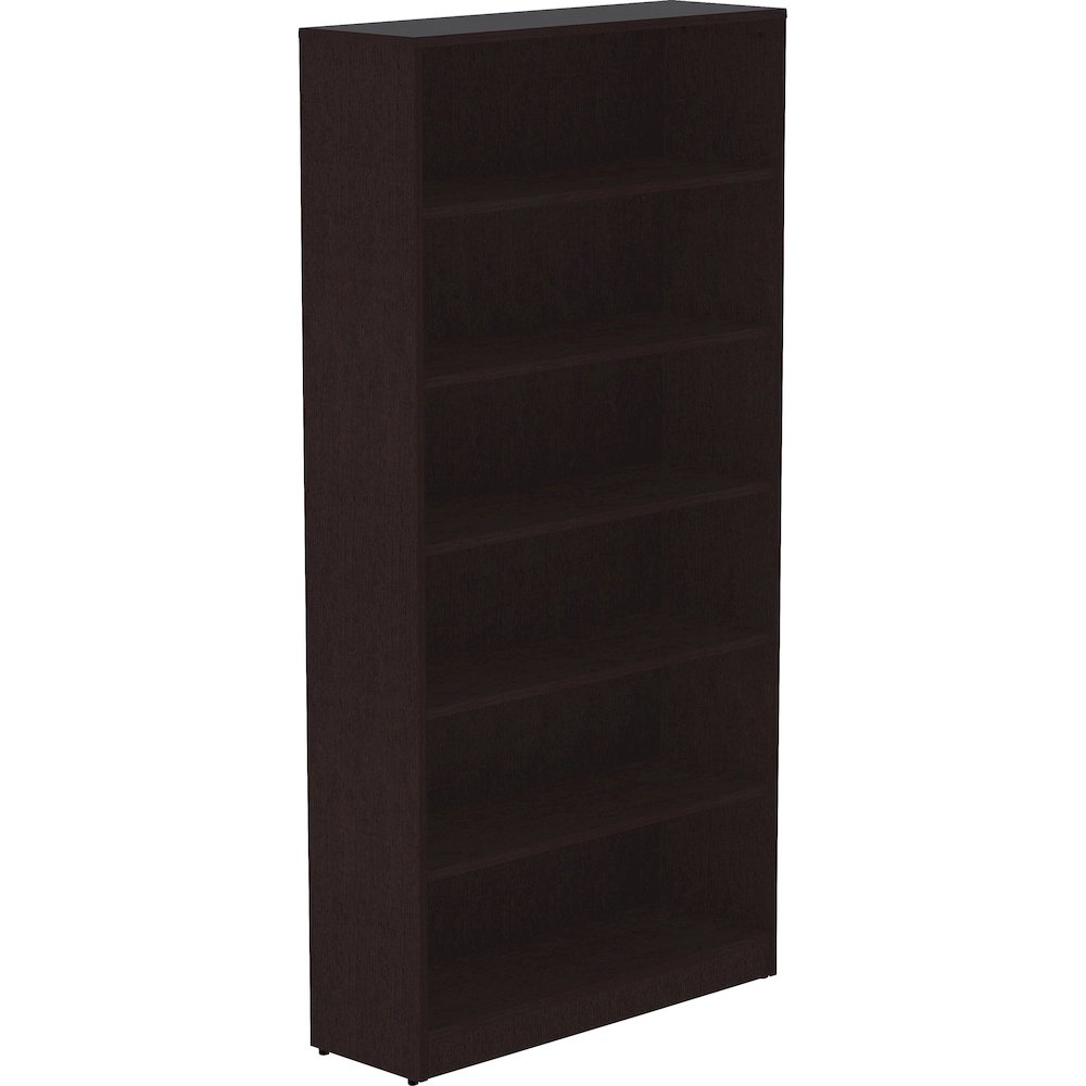 Lorell Laminate Bookcase - 0.7" Thickness Shelf, 72" Height x 36" Width x 12" Depth - 6 Shelve(s) - 5 Adjustable Shelf(ves) - Square Edge - Material: Thermofused Laminate (TFL) - Finish: Espresso - St. Picture 1