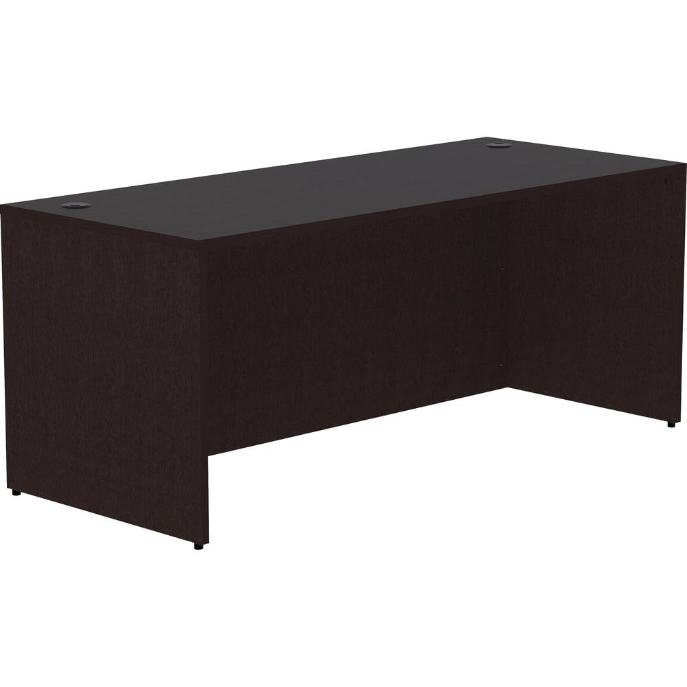 Lorell Essentials Series Rectangular Desk Shell - 29.5" Height x 70.9" Width x 29.5" Depth Desk Shell, 70.9" Width x 29.5" Depth x 1" Thickness - Finish: Espresso - 1 Each. Picture 1