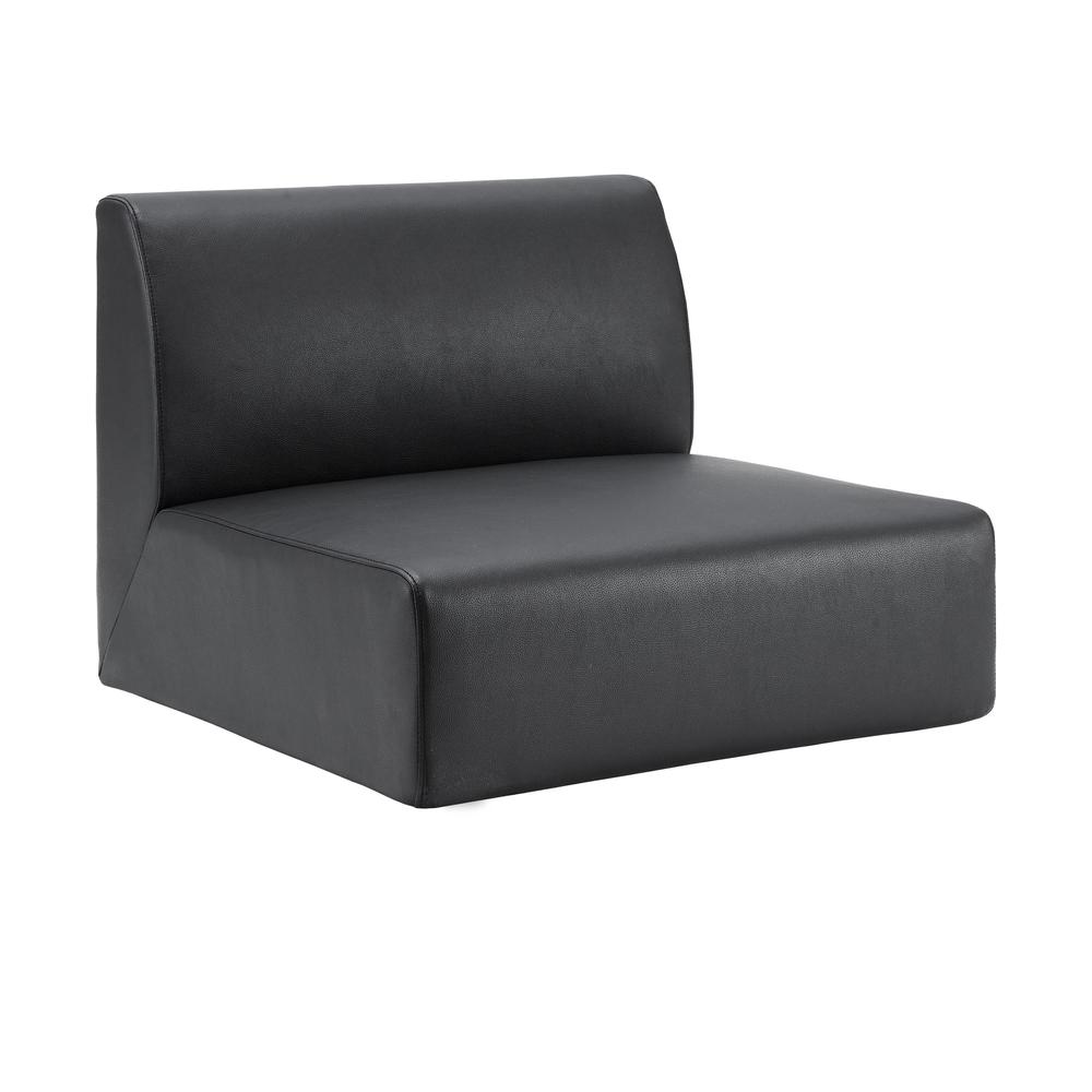 Lorell Contemporary Reception Collection Single Seat Sofa - 25.5" x 25.5"19.6" - Material: Polyurethane - Finish: Black. Picture 1