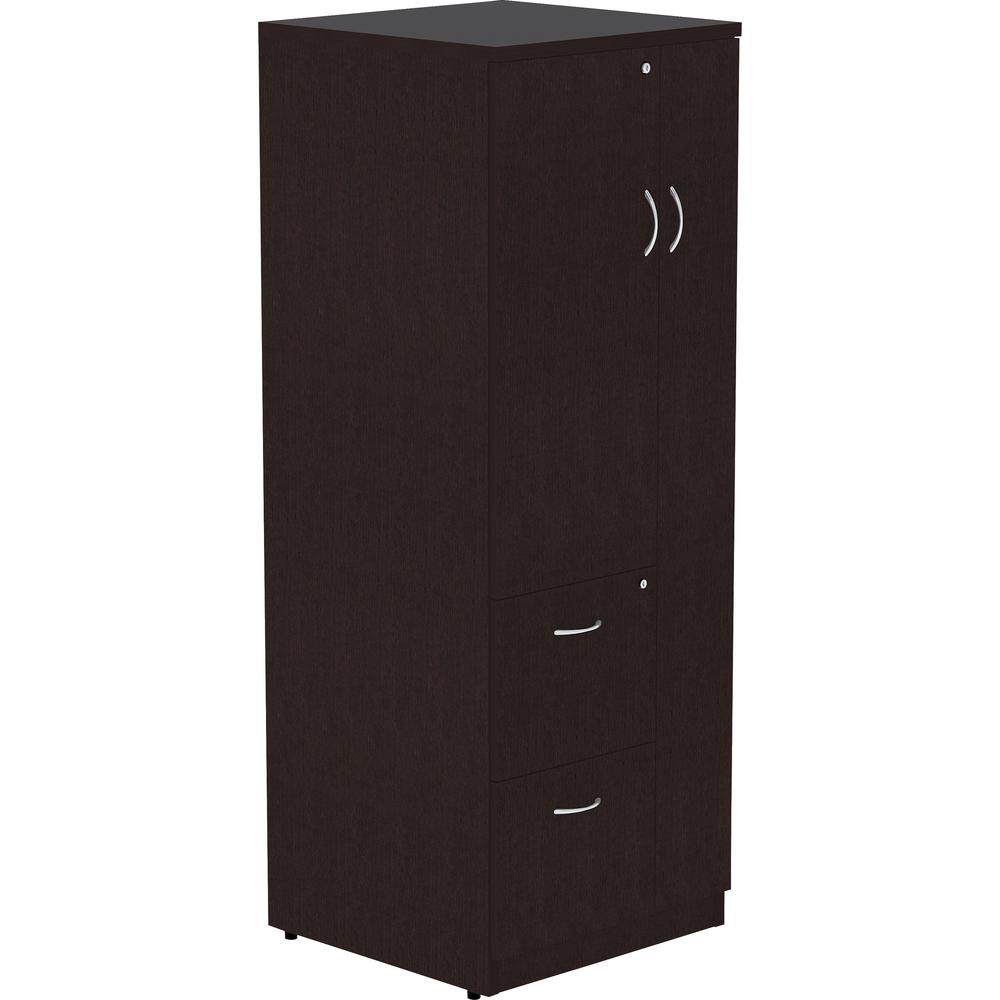 Lorell Essentials Series Tall Storage Cabinet - 65.6" Height x 23.6" Width x 23.6" Depth Cabinet - Total Drawer(s): 2 - 1 Door(s) - 2 Shelve(s) - Material: Laminate, Medium Density Fiberboard (MDF), P. Picture 1