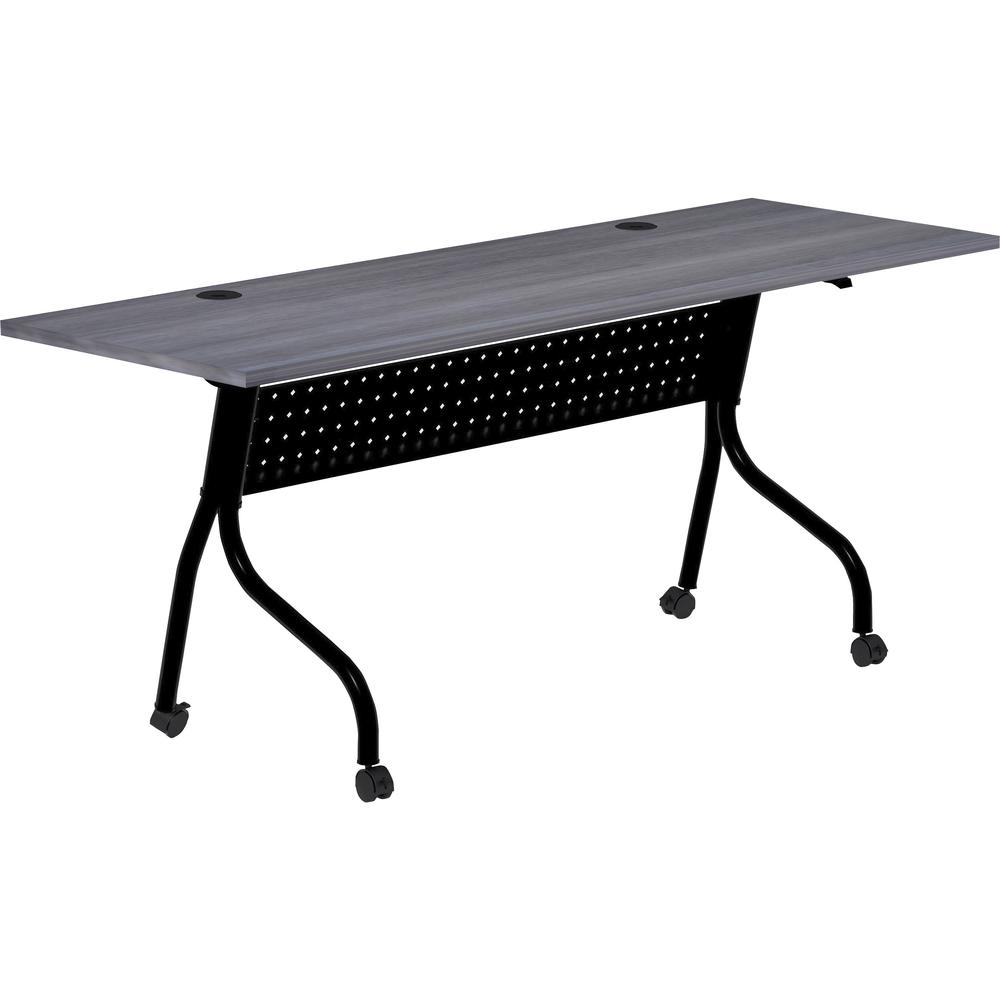 Lorell Flip Top Training Table - Charcoal Rectangle, Melamine Top - Black Four Leg Base - 4 Legs x 72" Table Top Width x 23.60" Table Top Depth - 29.50" Height - Melamine - 1 Each. Picture 1