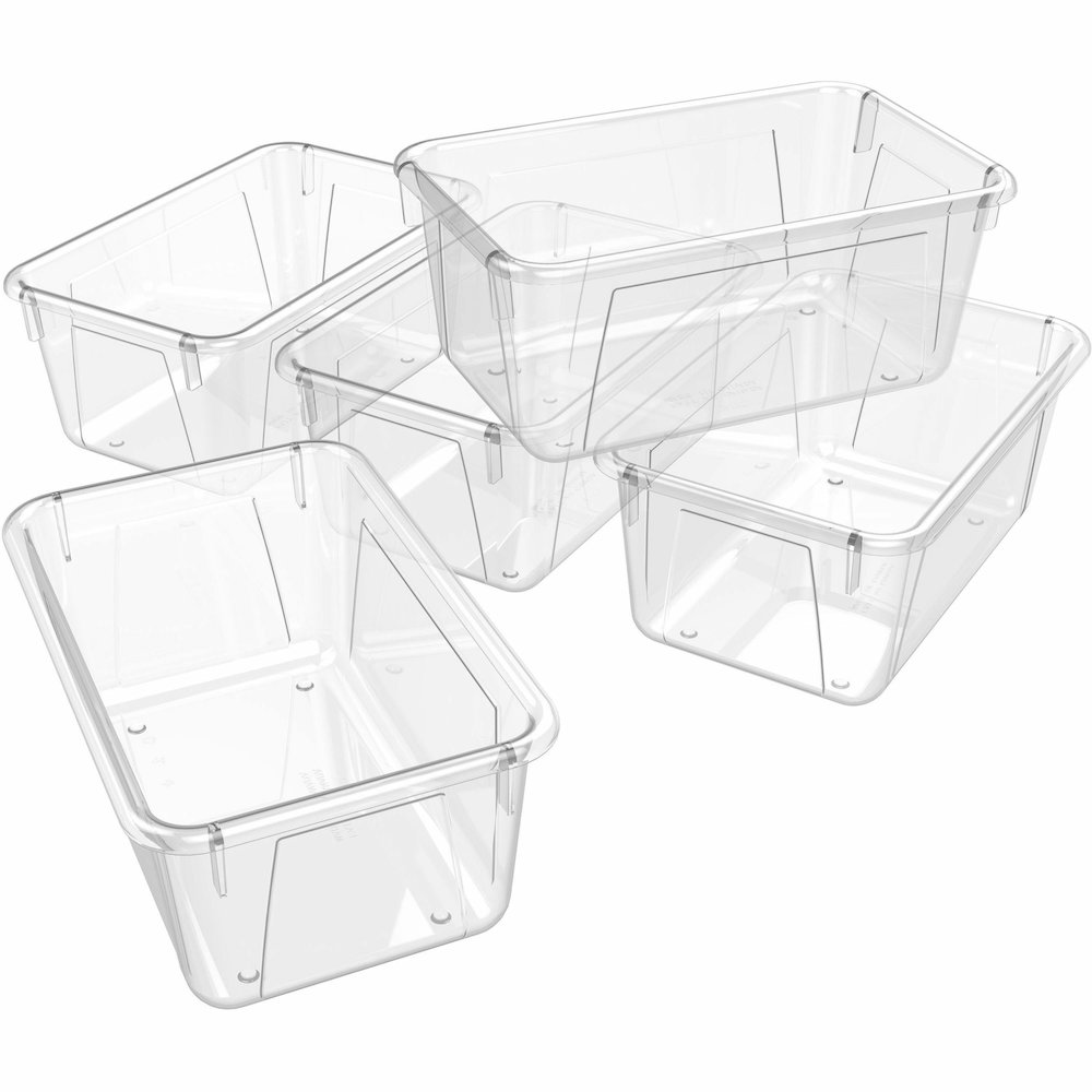 Storex Crystal Clear Cubby Bin - 5.18" Height x 7.80" Width x 12.09" Length - Clear - 5 / Carton. Picture 1