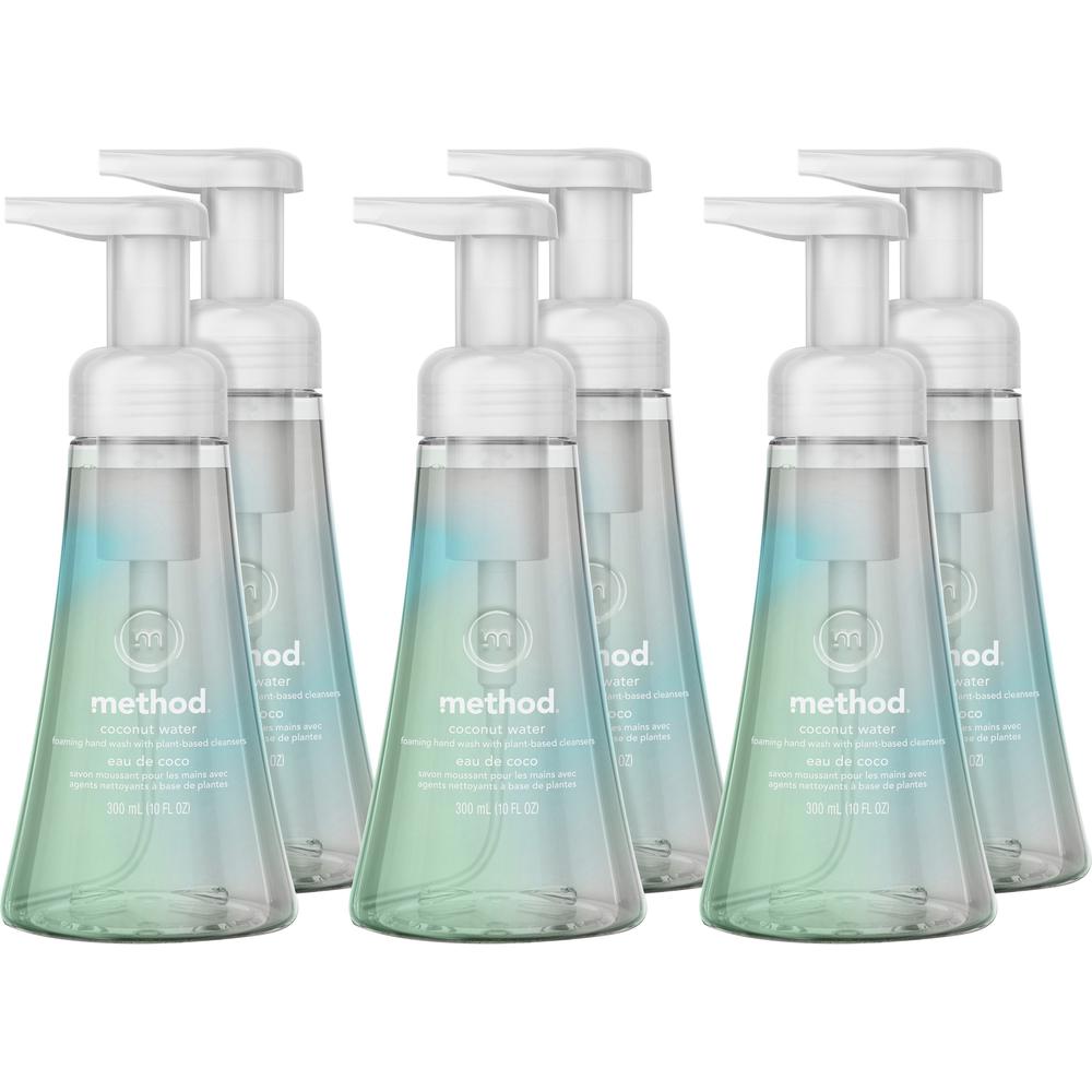 Method Foaming Hand Wash - Coconut Water Scent - 10 fl oz - Pump Bottle Dispenser - Hand - Clear - 6 / Carton. Picture 1