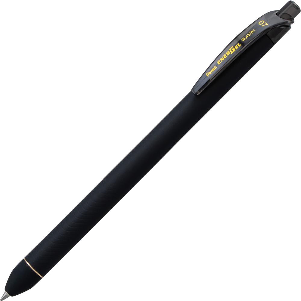 EnerGel 0.7mm Retractable Pens - Retractable - Black Ink - Liquid Gel Ink - Rubberized Barrel - 1 Dozen. Picture 1