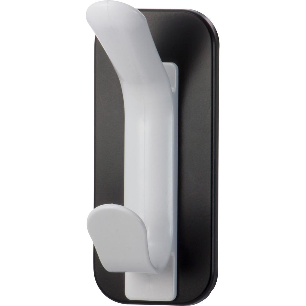 Lorell Magnetic Double Coat Hook - for Coat, Clothes - Plastic - White - 1 Each. Picture 1