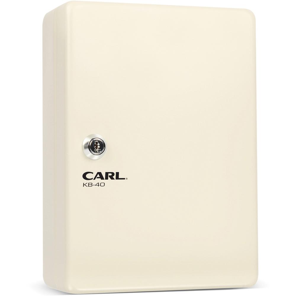 CARL Steel Security Key Cabinet - 10.3" Length x 7" Width x 3.5" Height - Lockable, Wall Mountable - Ivory - Steel. Picture 1