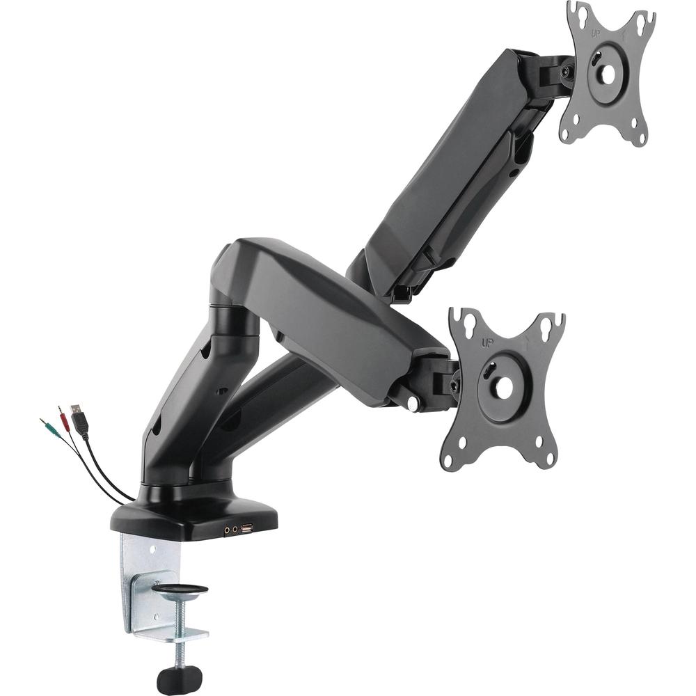 Lorell Mounting Arm for Monitor - Black - Height Adjustable - 2 Display(s) Supported - 14.30 lb Load Capacity - 75 x 75, 100 x 100 - 1 Each. Picture 1
