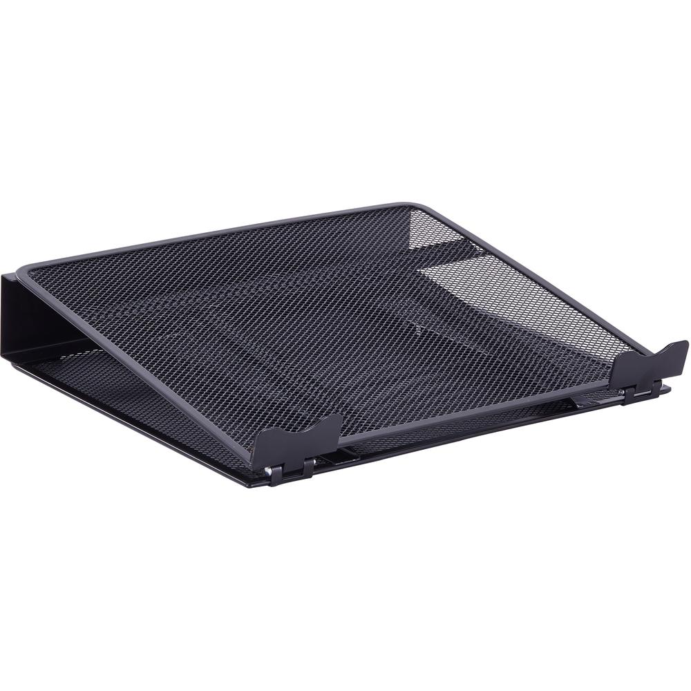Lorell Mesh Laptop Stand - 3.50" Height x 13" Width x 11.50" Depth - Desktop - Steel, Metal - Black. Picture 1