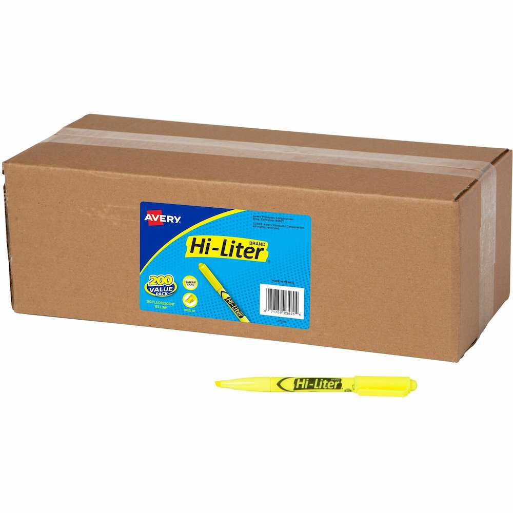 Avery&reg; Pen Style Highlighters - Fluorescent Yellow Ink - Journaling, Planner, Classroom, School, Home, Office, Sketching - 200 / Carton. Picture 1