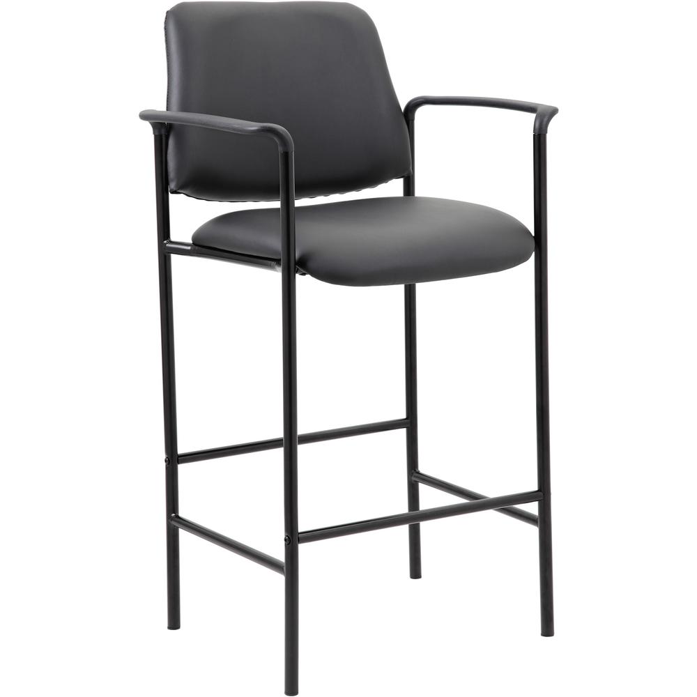 Boss Square Back Stool - Black Seat Color - Vinyl Seat Material - Black Back Color - Black Frame Color - Armrest - 1 Each. Picture 1