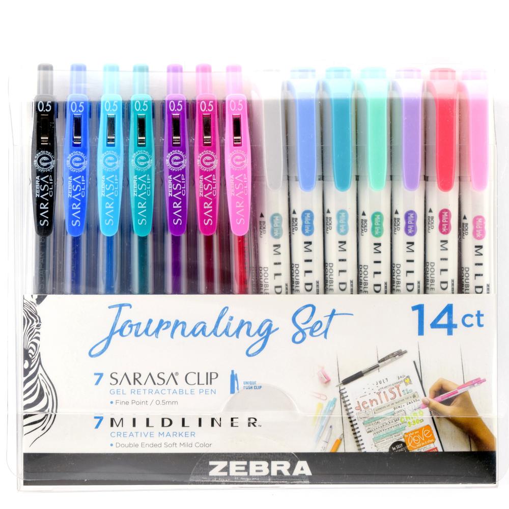 Zebra SARASA Clip Pen/MIDLINER Marker Journaling Set - 0.5 mm, 1 mm Pen Point Size - Broad, Fine Marker Point - Bullet, Chisel Marker Point Style - Assorted Water Based Ink - Retractable - Double Ende. Picture 1