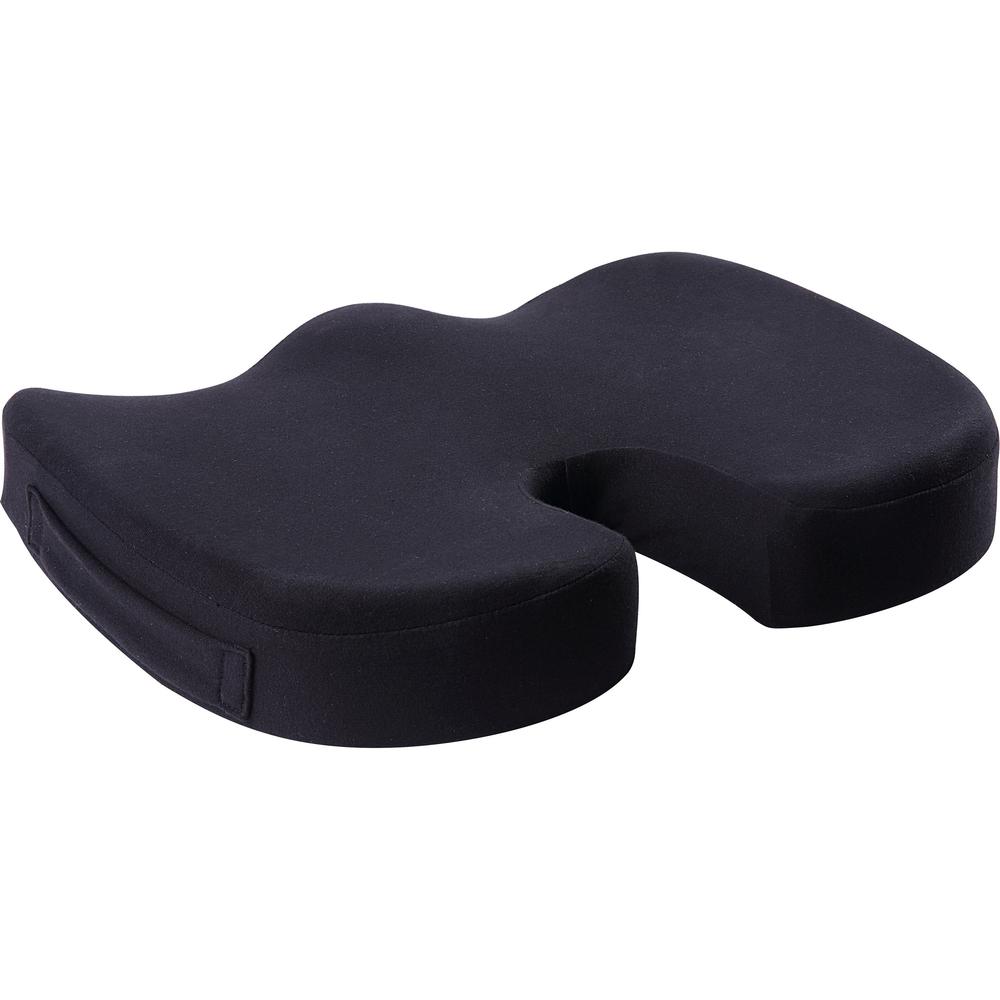 Lorell Butterfly-Shaped Seat Cushion - 17.50" x 15.50" - Fabric, Memory Foam, Silicone - Butterfly - Comfortable, Ergonomic Design, Durable, Machine Washable, Zippered, Anti-slip - Black - 1 Each. Picture 1