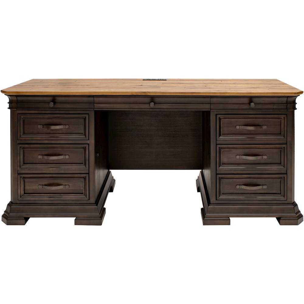 Martin Sonoma Credenza - Rectangle - 30" Height x 68" Width x 24" Depth - Finish: Dark Roast - Keyboard Drawer, AC Power Outlet, USB Outlet, Pull-out Printer Drawer, File Drawer - For Office - 1 Each. Picture 1
