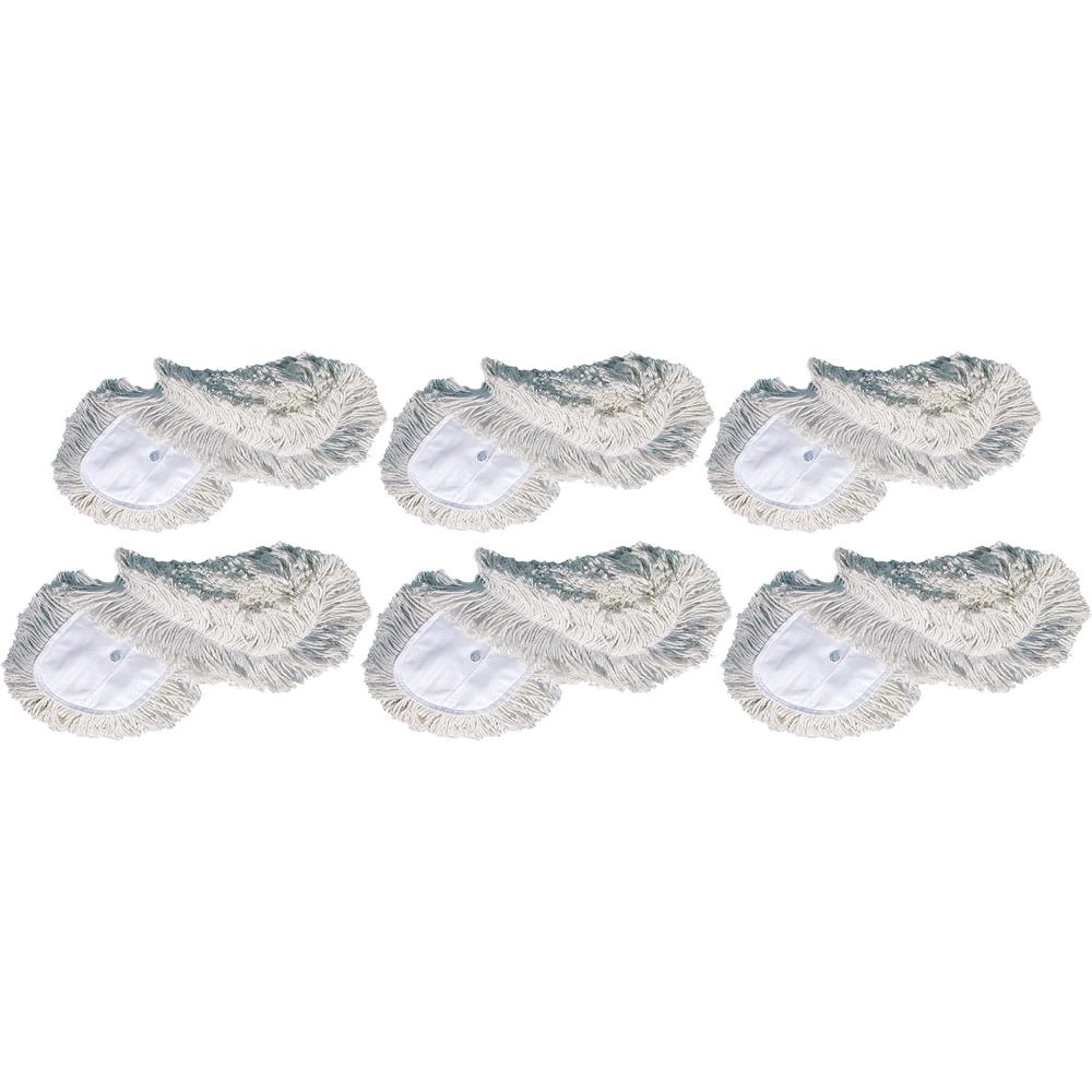 Genuine Joe Dust Mop Head Refill - 60" Width x 5" Depth - Yarn, Cotton, Synthetic - White - 6 / Carton. Picture 1