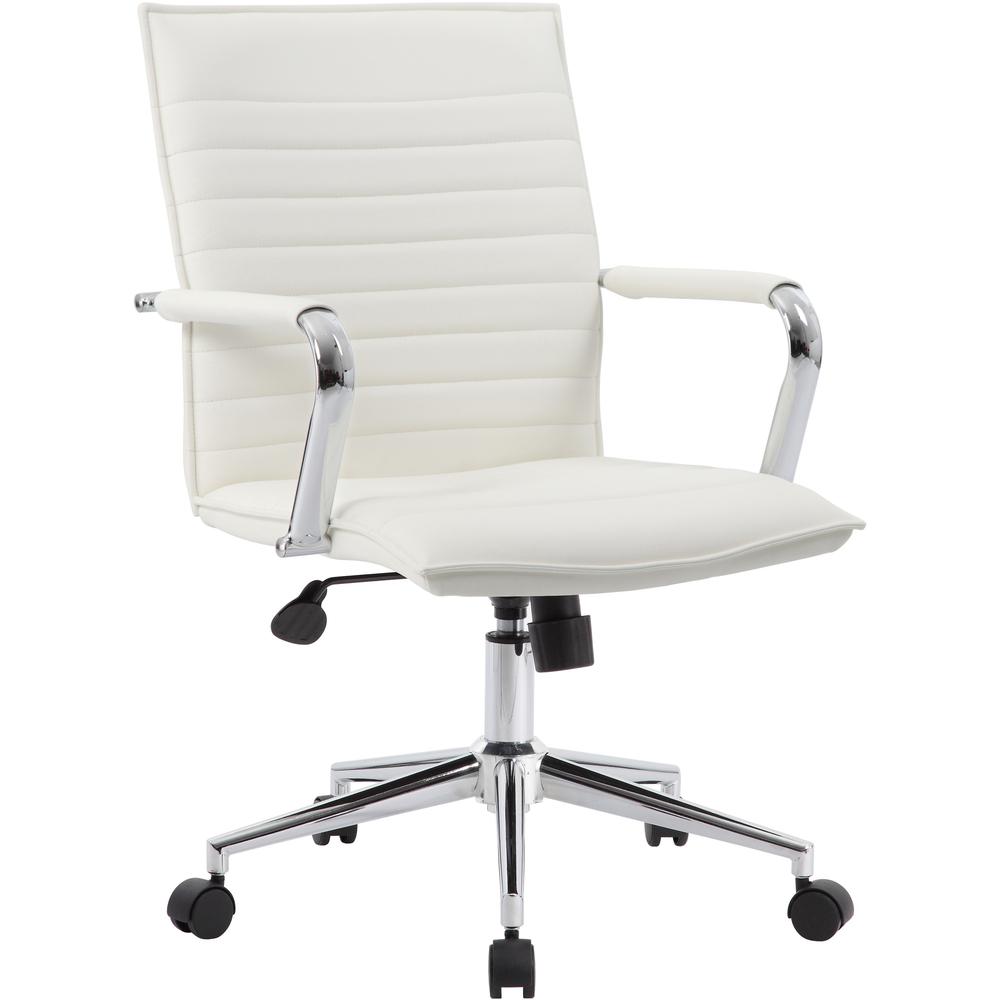 Boss Hospitality Task Chair w/ Arms - White Vinyl Seat - White Vinyl Back - 5-star Base - Armrest - 1 / Carton. Picture 1
