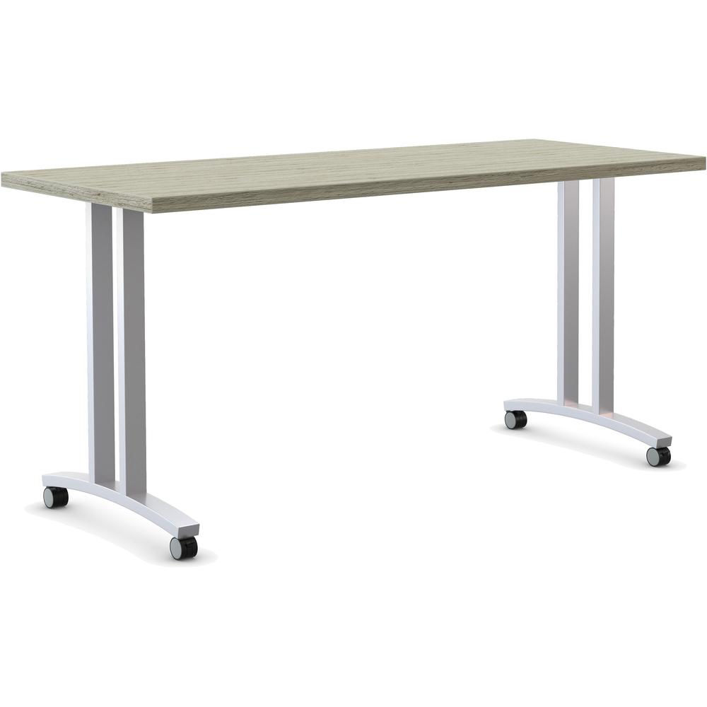 Special-T Structure Series T-Leg Table Base - Powder Coated T-shaped, Metallic Silver Base - 2 Legs - 112 lb Capacity - Assembly Required - 2 / Set. Picture 1