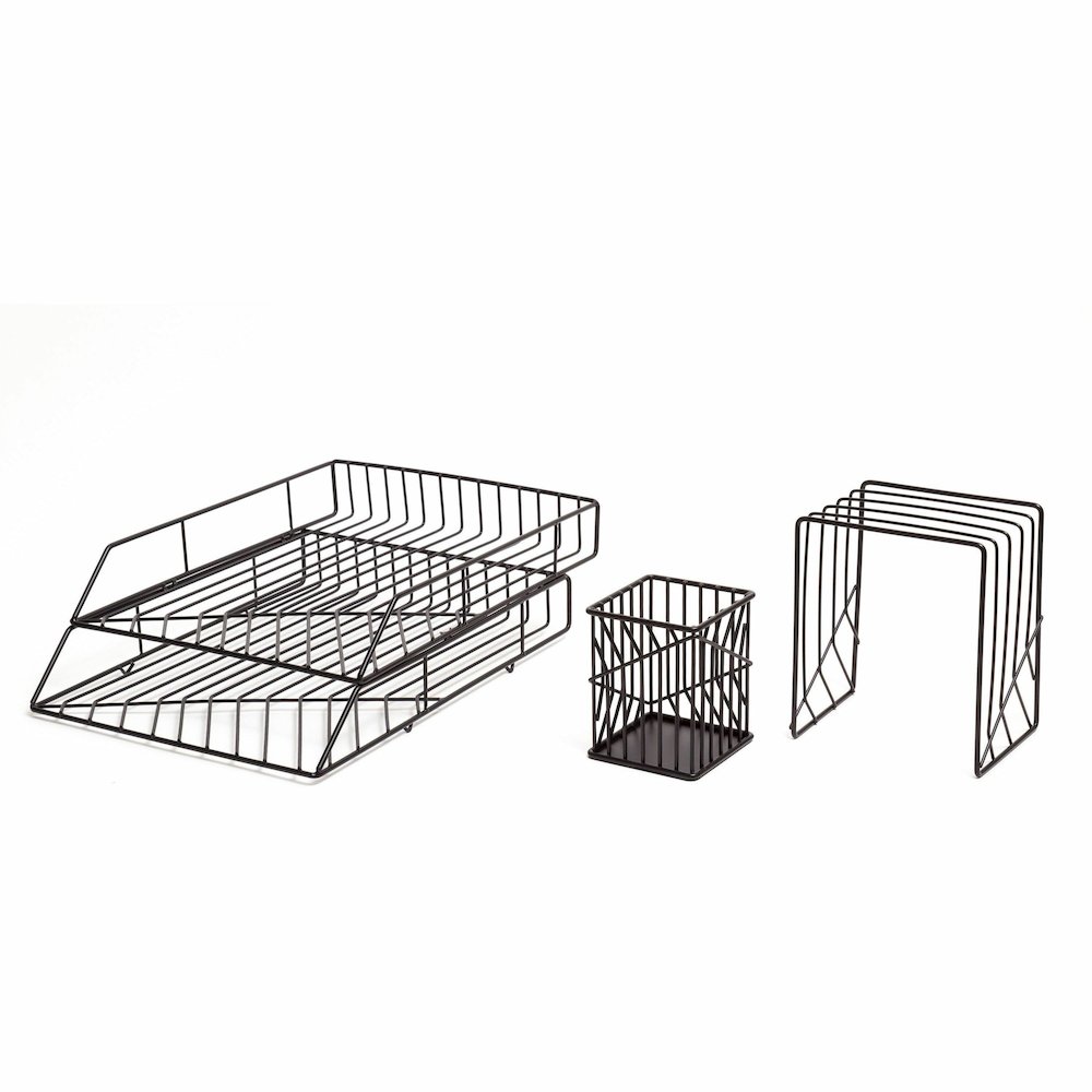 U Brands Vena Desktop Organization Kit - Metal - Black - 1 Each. Picture 1