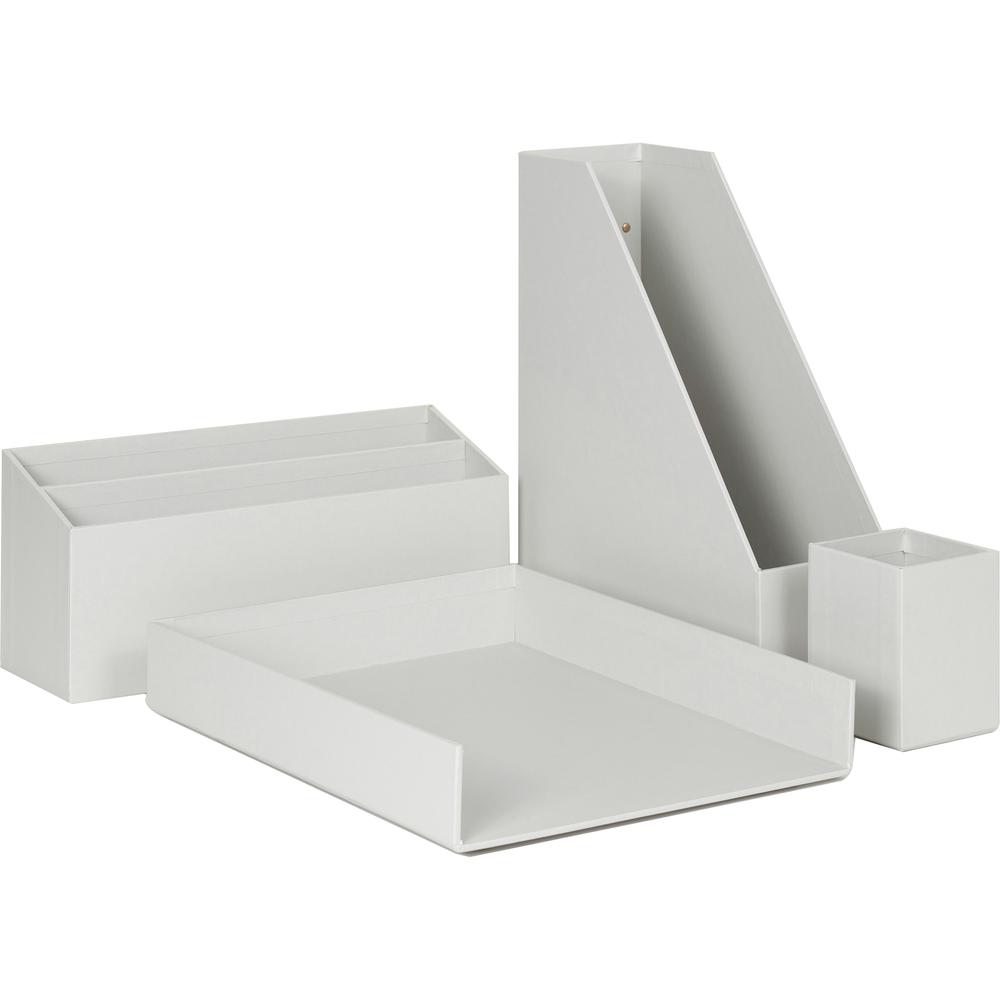U Brands 4 Piece Desk Organization Kit - 4.1" Height x 9.8" Width12" Length%Desktop - Sturdy, Lightweight - Gray - Chipboard, Paper - 1 Each. Picture 1