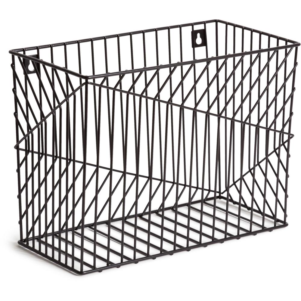 U Brands Vena Desk Organization Collection Hanging File Basket - 9.50" Height x 6.80" Width x 12.40" Length - Black - Metal - 1 Each. Picture 1